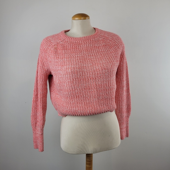 AMERICAN APPAREL | Salmon Pink Knit Long Sleeve Crop Top - Picture 7 of 7